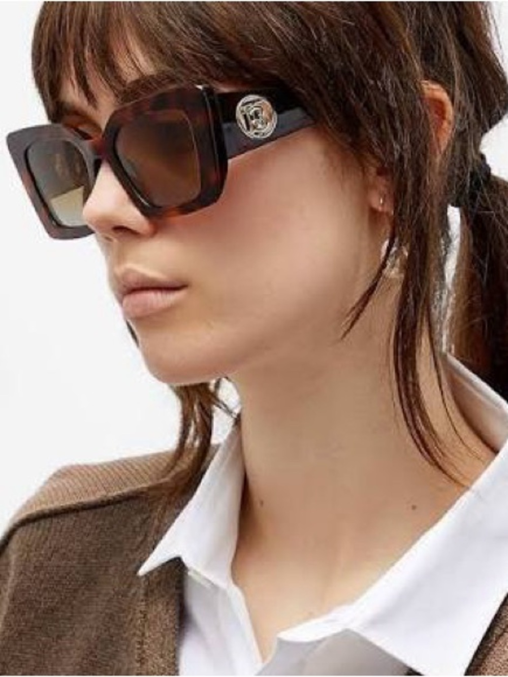 Burberry Tortoiseshell Brown Square Sunglasses with Logo - Picture 4 of 12